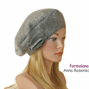 Berets grey Beret cap flower grey image 2