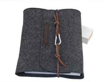 Ring Binder A5 Ring Binder PERSONALIZED dark grey felt leather gift planner calendar Filofax guest folder document folder hotel