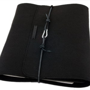 Pasta de argolas A4 PERSONALIZÁVEL, planejador de presentes de couro de feltro preto, calendário, pasta de documentos e receitas Filofax