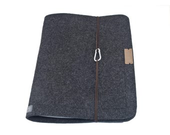 Vegan A4 ring binder, personalized, sustainable felt gift, planner, calendar, dark grey, guest folder, hotel folder, wedding folder