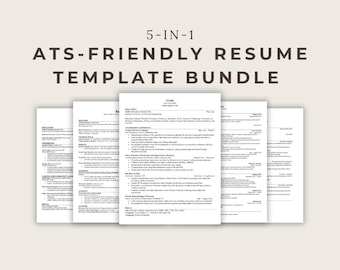 Plantilla de currículum compatible con ATS en Word, CV de una página, CV de 5 ATS, plantilla de CV de ATS, CV minimalista, CV simple, CV básico