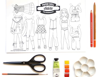 Paper Doll ~ Adele ~ a jpeg file to download, print, color, cut and play with !