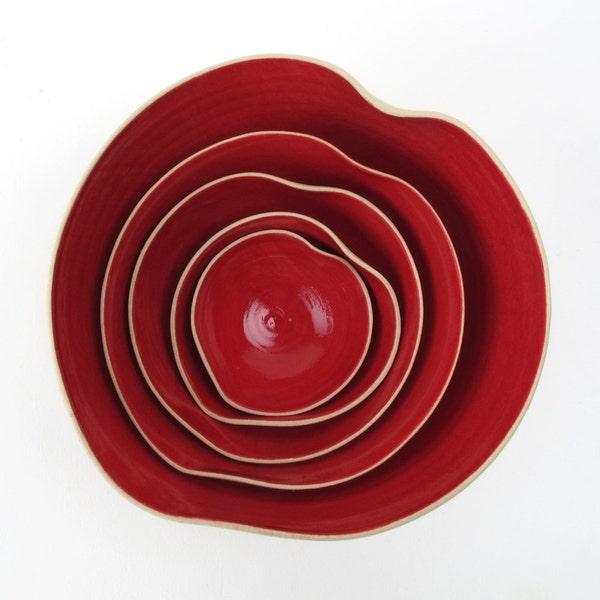 cupidOo red bOwl set of 5 MADE TO ORDER