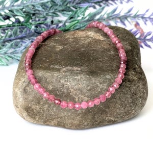 Pink tourmaline gemstone necklace | Natural gemstones pink | Dainty minimalist layering choker | Handmade jewelry gift for her
