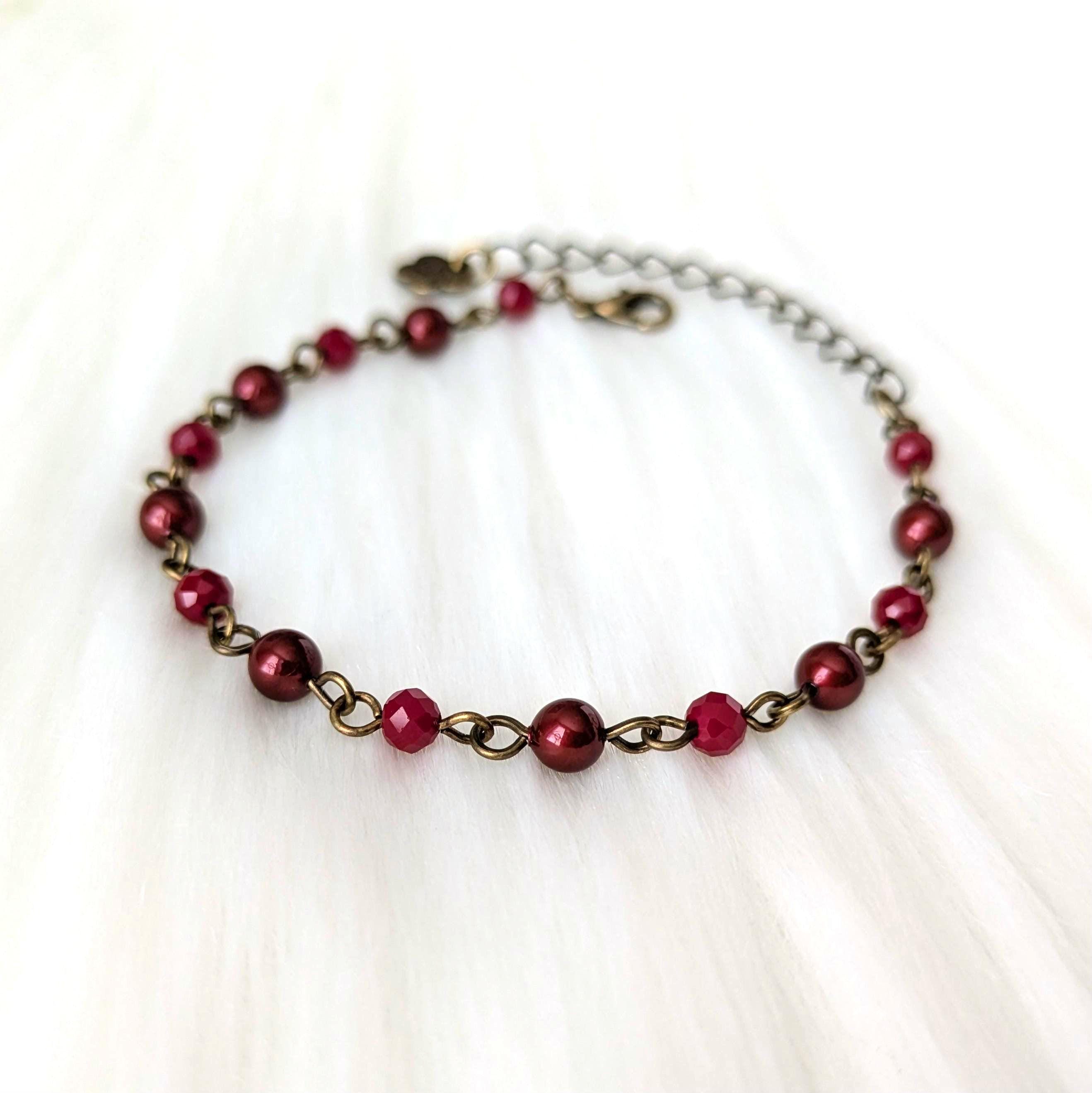 Vintage Beaded Faux Pearl Stretch Charm Watch Bracelet Victorian A Victorian slide bracelet is made from individual jeweled  main image 2