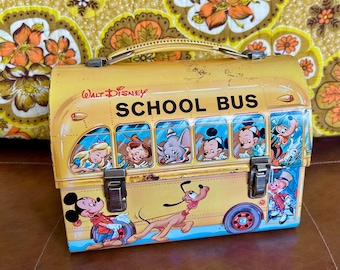 Vintage 1961 Walt Disney School Bus Metal Lunchbox With Thermos - Etsy