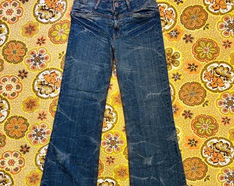 Jean baggy évasé taille basse style Y2K délavé à l'acide - Japon - Femme 26 x 29