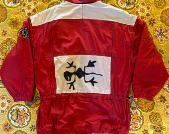 80s 90s Oversized Ski Jacket Mens Excess Gecko Snowboard Winter