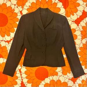 90s Fitted Blazer Boykoff Black Cropped Office Jacket Cute Womens Size Small 4
