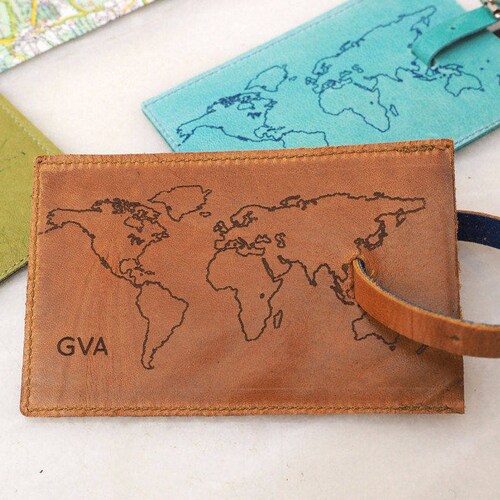 Map Leather Luggage Tags Luggage Tags 