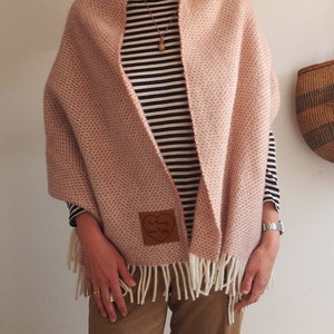 Pink personalised message pure wool blanket scarf, Warm scarf, cosy scarf, message scarf, valentine scarf