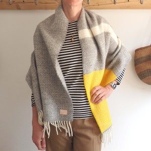 Personalised large stripes pure wool blanket scarf, cosy winter gift for her, chunky scarf, oversized scarf,  warm scarf, valentine scarf