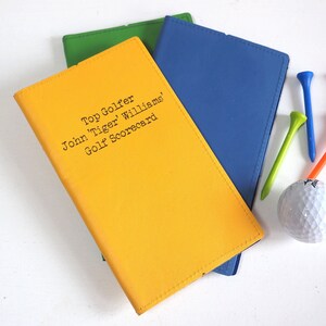 Portatarjetas de golf de cuero personalizado, regalo de golf, artículos de golf coloridos