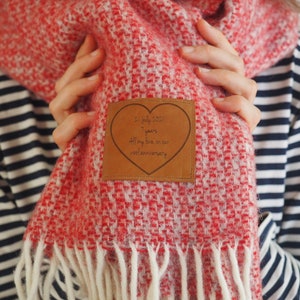 Mensaje personalizado bufanda de manta de lana pura, regalo para ella, bufanda de invierno, bufanda gruesa, regalo de mamá, Día de la Madre, Domingo de la Madre Red weave