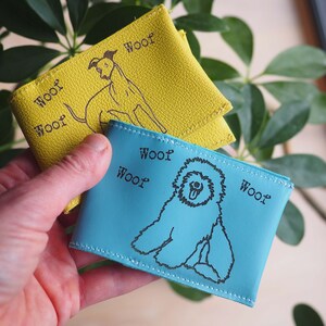 Porte-cartes en cuir pour amoureux des chiens, cadeau chien amusant, race de votre chien, cadeau pour amoureux des chiens
