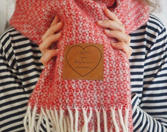 Foulard en pure laine à message personnalisé, cadeau pour elle, écharpe d'hiver, écharpe épaisse, cadeau pour maman, fête des mères, dimanche des mères