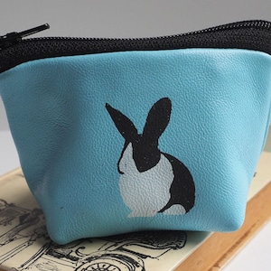 Kleine Siebdruck Leder Hase Geldbörse, Weihnachten Leder Geldbörse, Kaninchen Leder Beutel Muttertag, Muttertag Sonntag