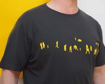 Cricket match T shirt in yellow and grey, gift for him, cricket gift, cricket present, cricket t shirt, Father's day gift