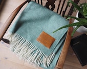 Wool Throw, Personalised with a Corinthians 13 Leather Patch. Wedding or Anniversary Gift