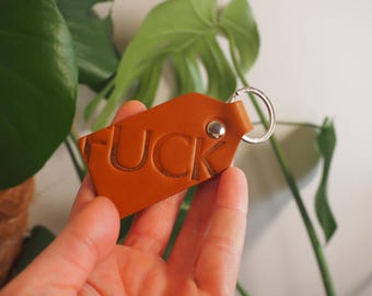 FUCK branded leather key ring