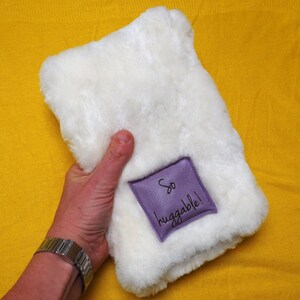 Handmade sheepskin micro hot water bottle cover with your message 500ml,gift for her, mom gift, grandma gift, christmas hotwater bottle gift image 2