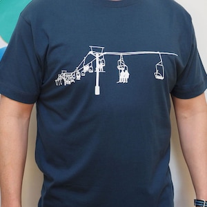 Ski Lift T-Shirt: Denim Blue Winter Sports Tee