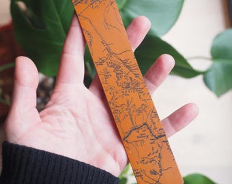 Ben Nevis Leather Bookmark: Scottish Highlands Map Christmas Gift