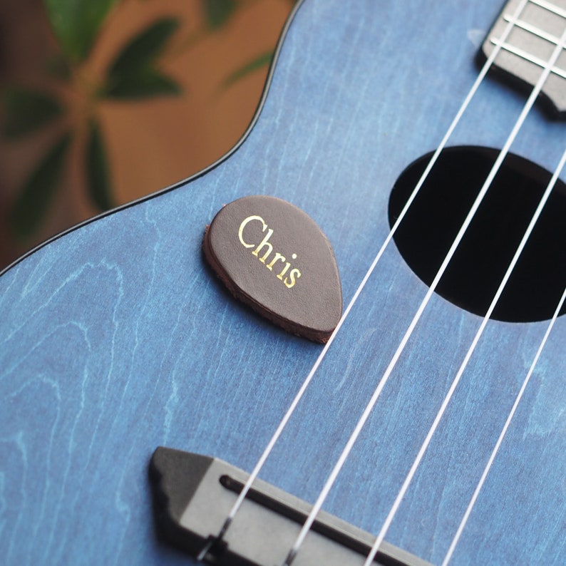 Personalised leather ukulele plectrum, ukulele gift, ukelele pick, birthday gift, music gift image 4
