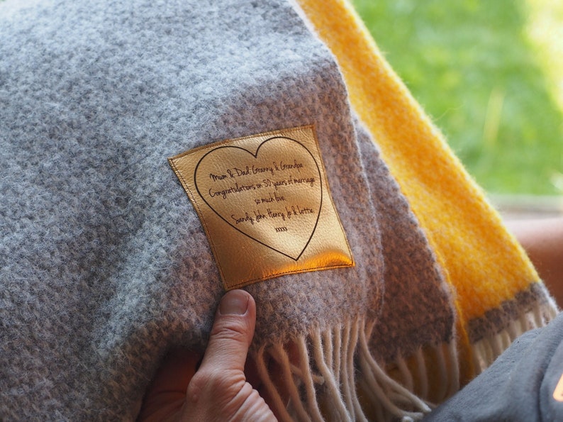 Golden Wedding Anniversary Personalised Throw Gift. 50 years of marrriage, throw gift, blanket gift image 1