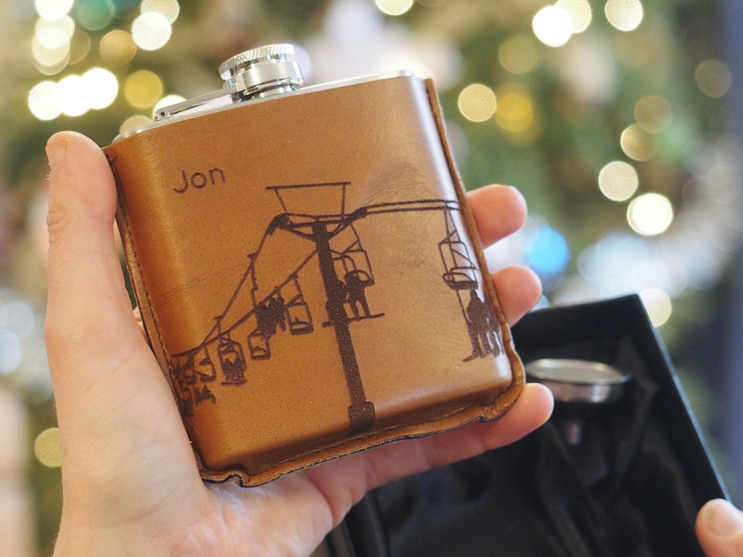 Personalised Skiing Hip Flask in a Gift Box, Skiing Gift, Snow Board