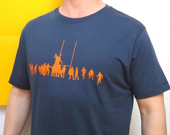 T-shirt de rugby orange sur t-shirt bleu, cadeau de fan de rugby, chemise de rugby, cadeau pour lui, cadeau de fête des pères