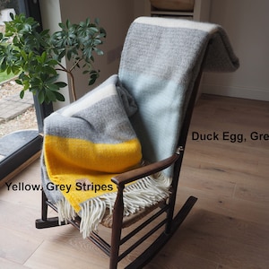 Woollen throw, personalised with a message engraved on leather patch. Perfect anniversary gift, wedding gift, Mothering Sunday, Mothers Day image 7