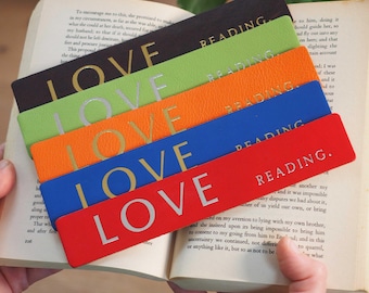 Colorful Leather Love Reading Bookmark, Valentines gift