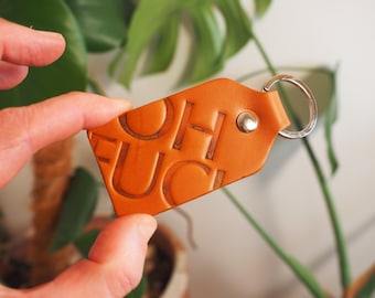 OH FUCK branded leather key ring