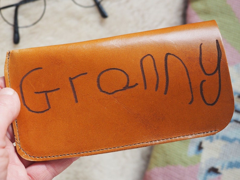 Your handwriting personalised glasses case, soft leather sunglasses case, Father's day gift image 4
