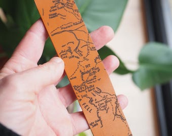 English Lake District Map Leather Bookmark: Scafell Pike Gift, Christmas book mark
