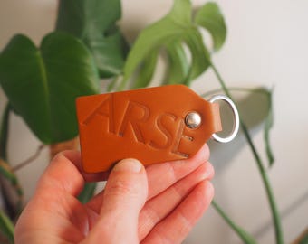 ARSE branded leather key ring