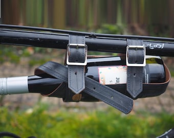 upcycled / recycled bicycle inner tube wine bottle holder for bikes