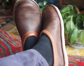 Leather gardening clogs, Rubber sole, size 12, 13, 14, 15, slippers, cloggies, slip on garden clogs, garden shoes