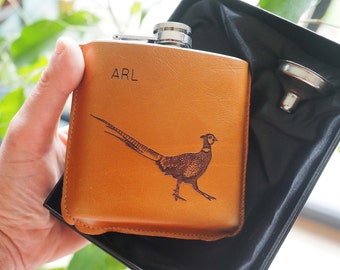 Pheasant hip flask, hunting gift, pheasant gift, man gift, gift for man,  Father's day hip flask, Father's day gift