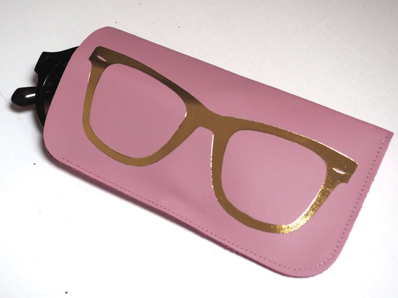 Leather sunglasses case in pink & gold, glasses case, leather gift, gift for her, holiday, pink glasses case, Mother's Day, Mothering Sunday image 3