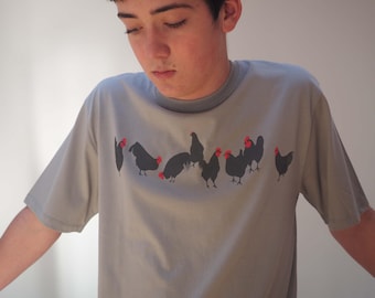 Chickens T shirt, black and red hens gift