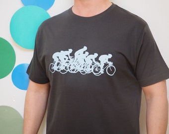 Racing Cyclists Bike Print T Shirt, gift for him, bike t shirt, bike gift, cyclists gift, cycling gift, father's day bike gift, father's day