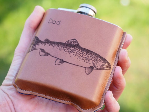 Fishing Personalized Leather Hip Flask, Fishing Gift, Gift for Him,  Fishing, Personalised Fish Gift, Gift for Man, Christmas Fishing Gift -   UK