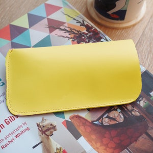 Your handwriting personalised glasses case, soft leather sunglasses case, Father's day gift Yellow