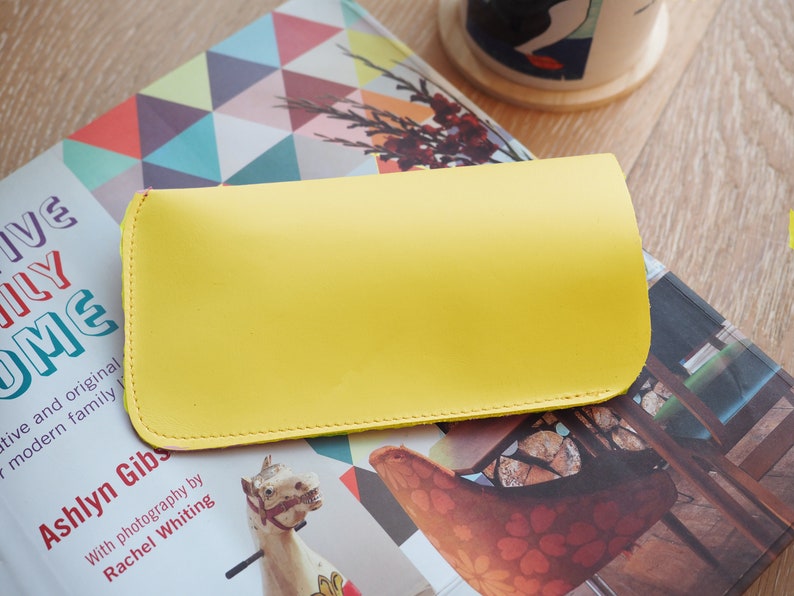 Your handwriting personalised glasses case, soft leather sunglasses case, Father's day gift Yellow