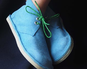 Blue Suede shoes, handmade boots, desert boot style