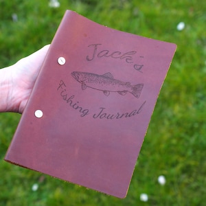 Diario di pesca personalizzato ricaricabile in pelle A5, regalo di pesca, regalo per lui, diario di pesca, regalo di pesca personalizzato, regalo di pesce