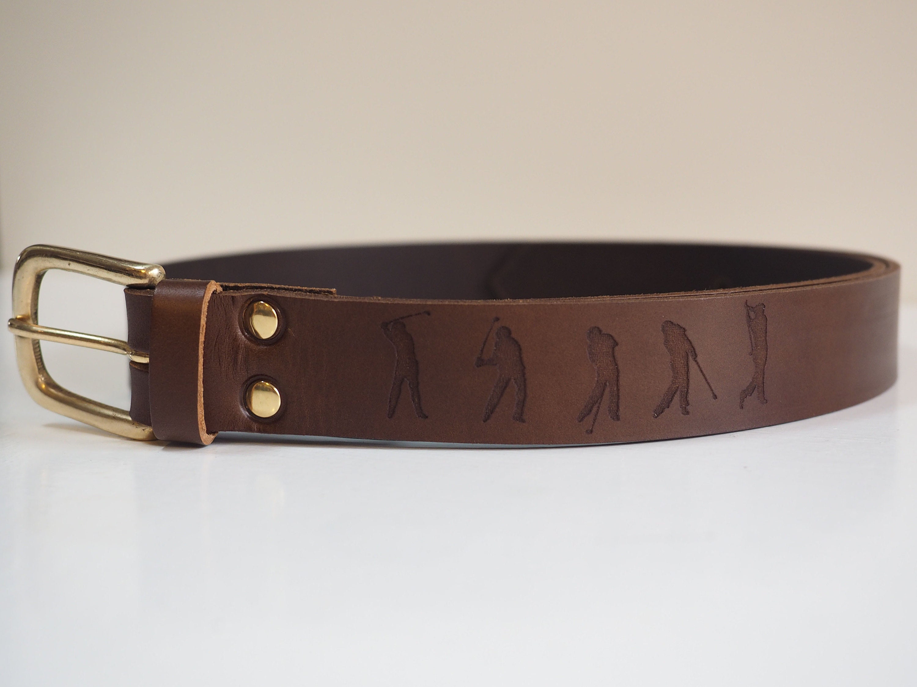 Brown Leather Golf Belt Personalised Golf Gift Mens Leather Etsy UK