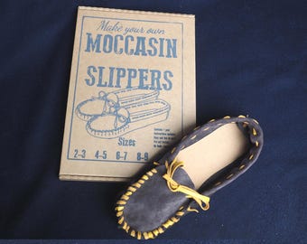 DIY Suede Moccasin Slippers Kit: Make Your Own Leather Shoes